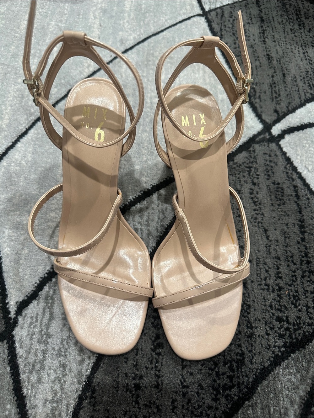Mix No. 6 Beige Strappy Ankle-Heel Sandals